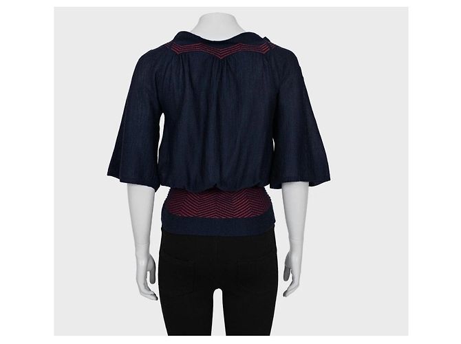 Camicetta in cashmere e seta a righe blu Christian Dior - IT40/S usato - vista 3