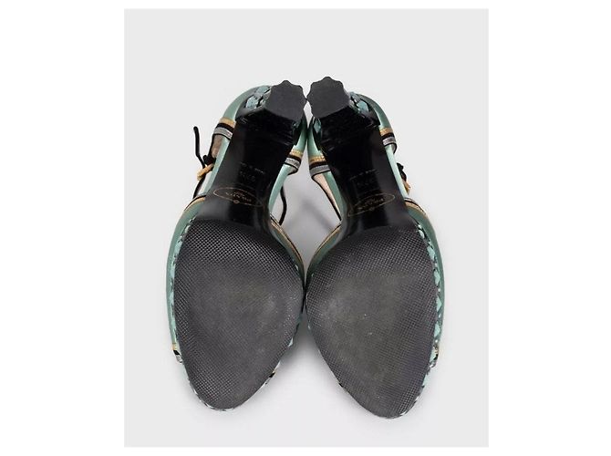 Prada Sandalen mit Textilabsatz in Hellblau mit Kristallabsatz Größe 37.5 Gebraucht - Ansicht 5