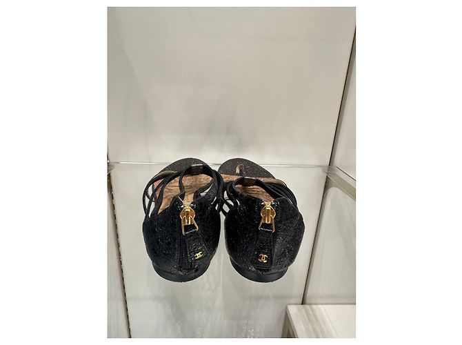 Sandali CHANEL T-Strap Metallic Gunmetal Zip Taglia 42 usato - vista 2