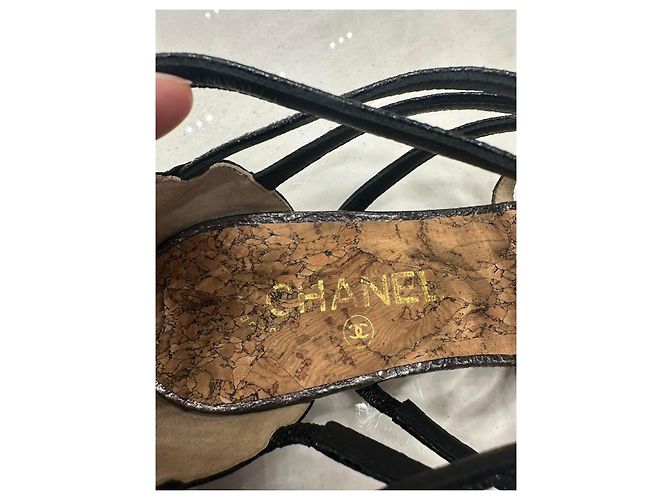 Sandali CHANEL T-Strap Metallic Gunmetal Zip Taglia 42 usato - vista 5