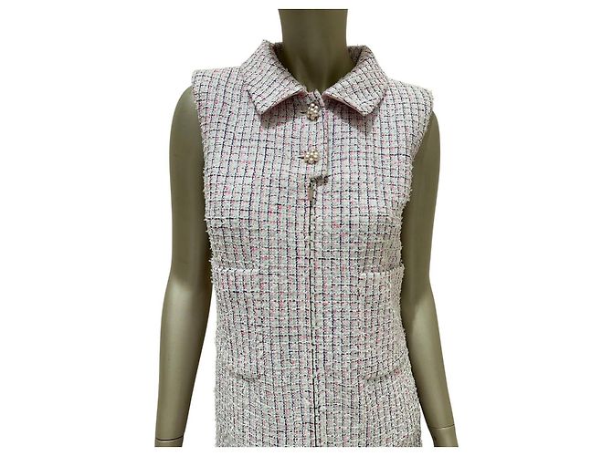 CHANEL Fantasy Tweed Kleid Hellrosa & Weiß Gr. 38 gebraucht - vista 3