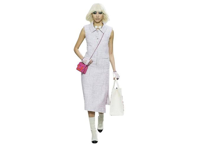 CHANEL Fantasy Tweed Kleid Hellrosa & Weiß Gr. 38 gebraucht - vista 9