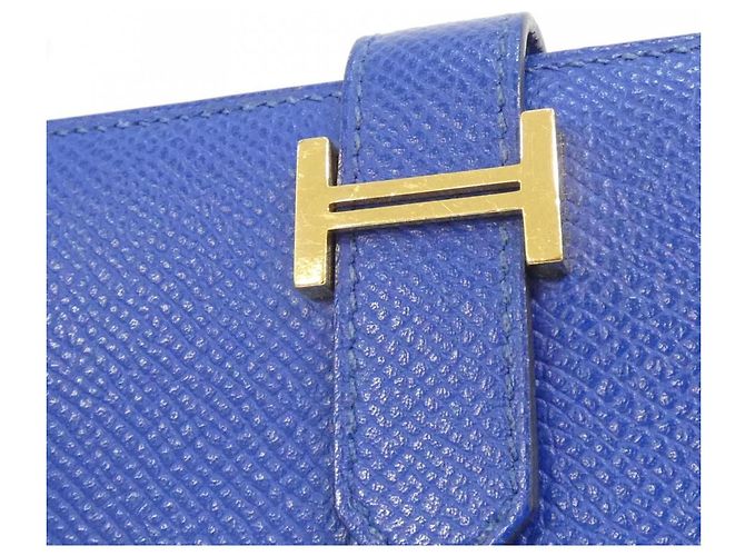 Cartera compacta Hermès Bearn en piel Epsom azul - vista 6