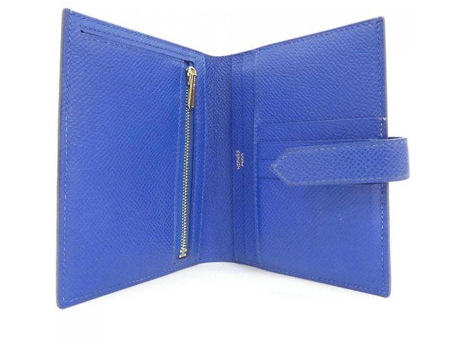 Cartera compacta Hermès Bearn en piel Epsom azul - vista 7