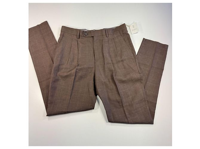 Brunello Cucinelli Braune Wollhose mit mittlerer Leibhöhe IT50 - Ansicht 11