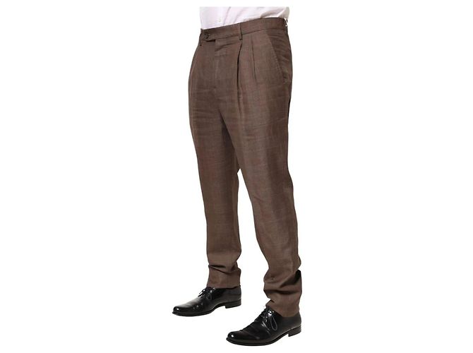 Brunello Cucinelli Braune Wollhose mit mittlerer Leibhöhe IT50 - Ansicht 2