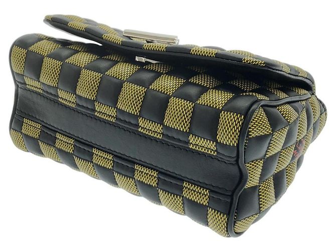 Borsa a Spalla Louis Vuitton Damier Twist BB Nero Giallo - vista 3