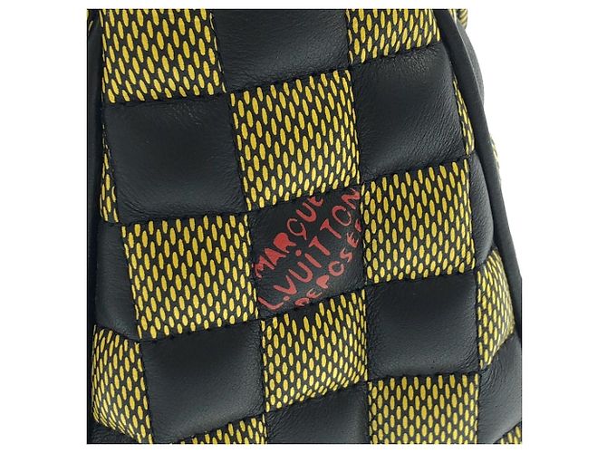 Borsa a Spalla Louis Vuitton Damier Twist BB Nero Giallo - vista 4