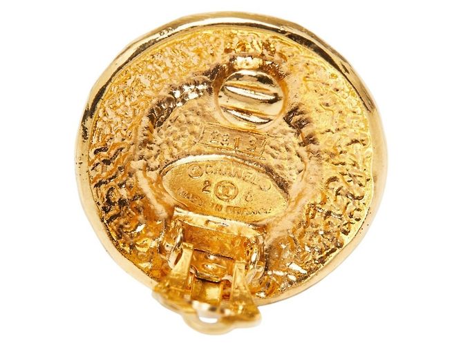 Timeless Chanel Gripoix Vintage Logo runde Ohrringe Grün - Ansicht 4