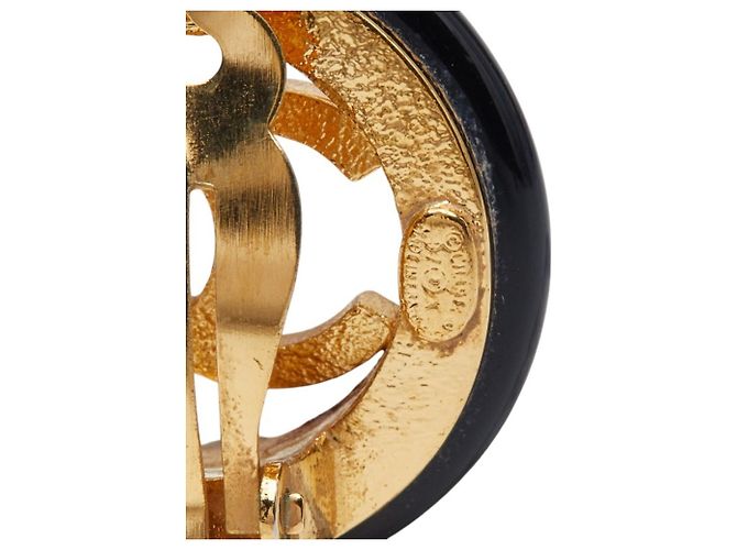Chanel Coco Mark Vintage Rundohrringe Schwarz Golden - Ansicht 4
