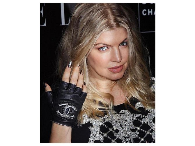 Chanel Fingerlose Handschuhe aus schwarzem gestepptem Leder - Ansicht 7