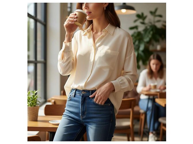 Aspesi Sheer Silk Gathered Back Blouse - Cream - view 10