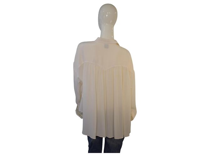 Aspesi Sheer Silk Gathered Back Blouse - Cream - view 3