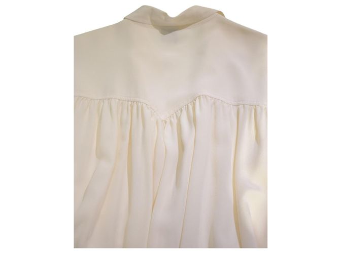 Aspesi Sheer Silk Gathered Back Blouse - Cream - view 7