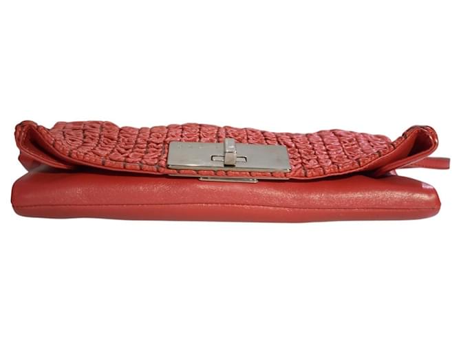 Céline Celine Borsa Tracolla Pelle Smock Rossa Rosso - vista 10