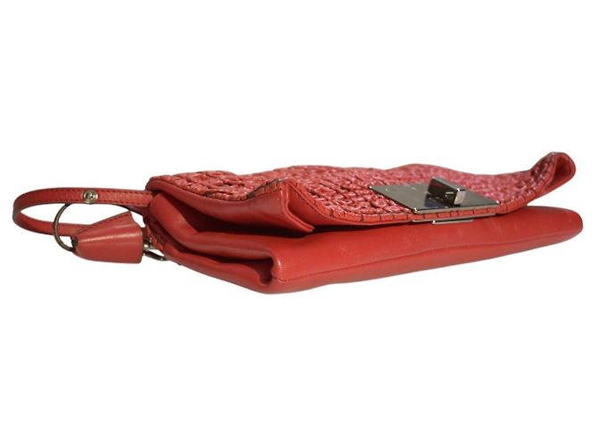 Céline Celine Borsa Tracolla Pelle Smock Rossa Rosso - vista 11