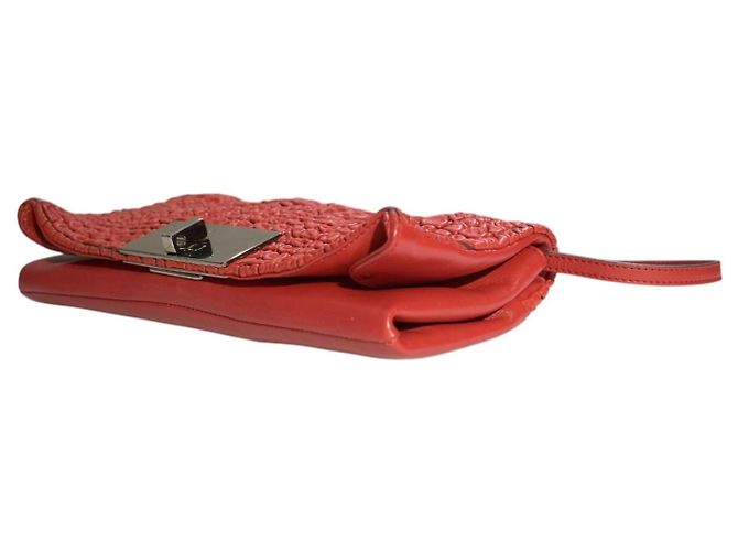 Céline Celine Borsa Tracolla Pelle Smock Rossa Rosso - vista 12