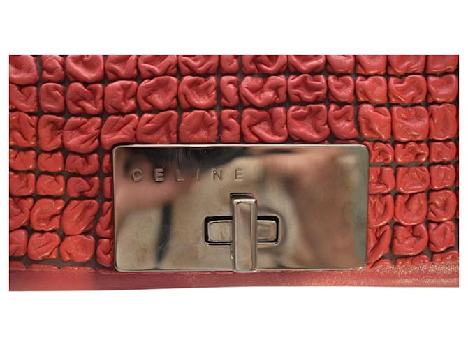 Céline Celine Borsa Tracolla Pelle Smock Rossa Rosso - vista 13