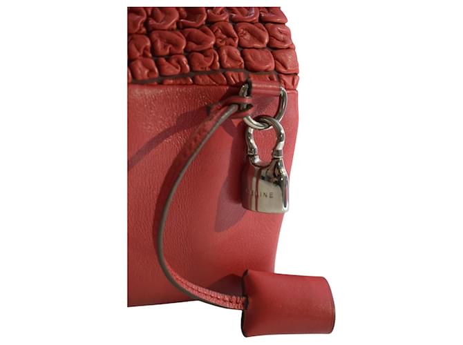 Céline Celine Borsa Tracolla Pelle Smock Rossa Rosso - vista 14