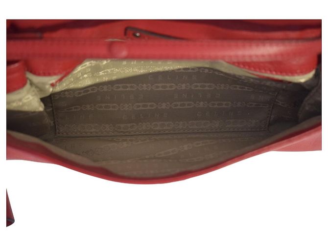 Céline Celine Borsa Tracolla Pelle Smock Rossa Rosso - vista 16