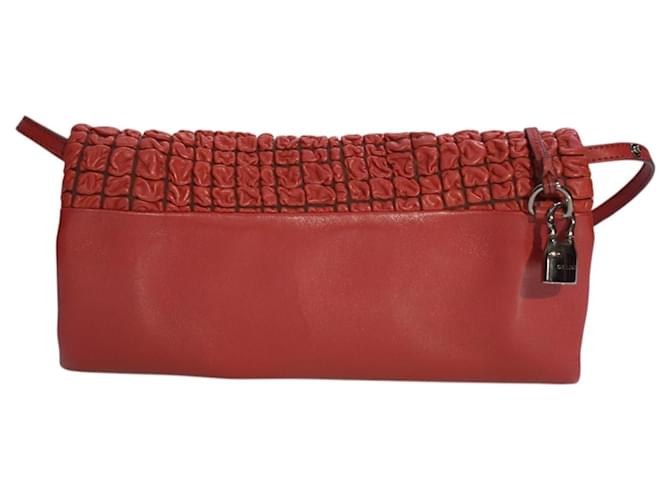 Céline Celine Borsa Tracolla Pelle Smock Rossa Rosso - vista 5