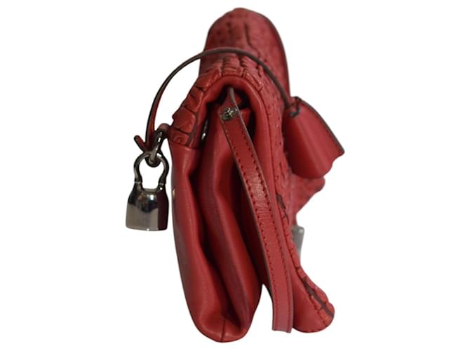 Céline Celine Borsa Tracolla Pelle Smock Rossa Rosso - vista 7