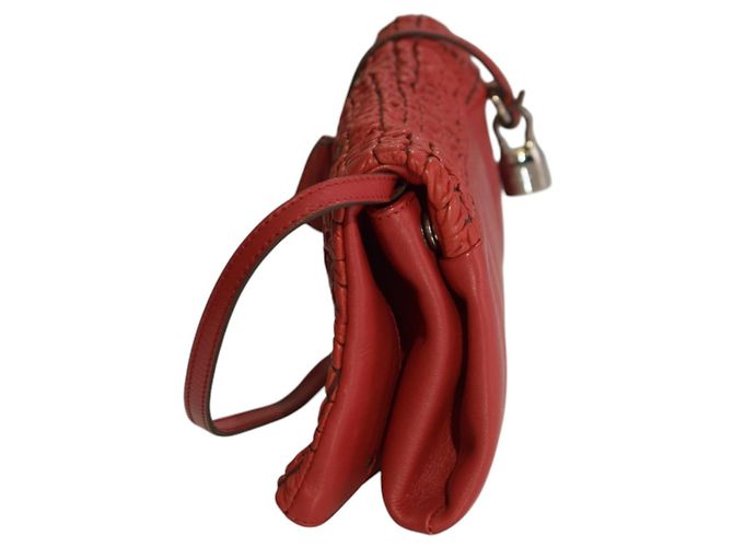 Céline Celine Borsa Tracolla Pelle Smock Rossa Rosso - vista 8