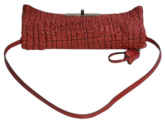 Céline Celine Borsa Tracolla Pelle Smock Rossa Rosso - vista 9