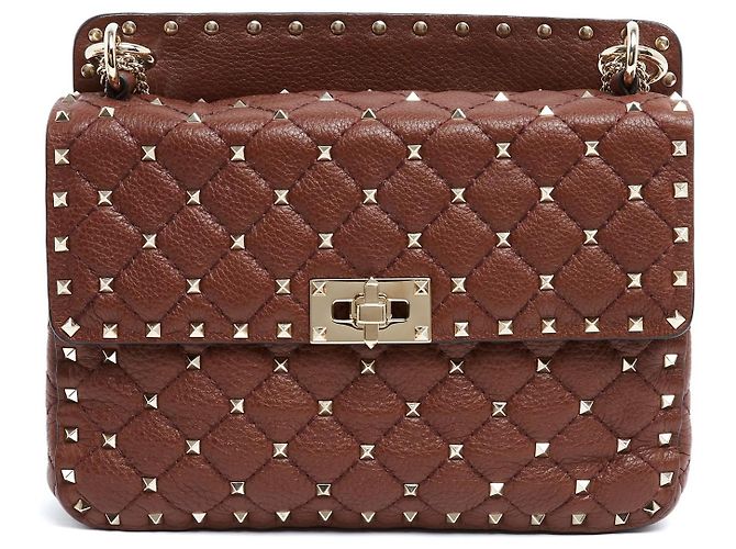 Valentino Garavani Borsa Rockstud Spike Medium - Pelle Marrone Bordeaux - vista 2