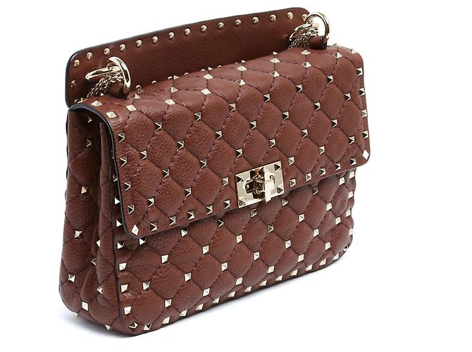 Valentino Garavani Borsa Rockstud Spike Medium - Pelle Marrone Bordeaux - vista 3