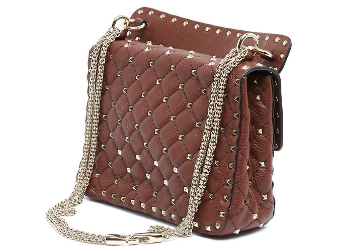 Valentino Garavani Borsa Rockstud Spike Medium - Pelle Marrone Bordeaux - vista 4