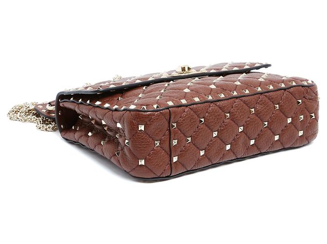 Valentino Garavani Borsa Rockstud Spike Medium - Pelle Marrone Bordeaux - vista 5