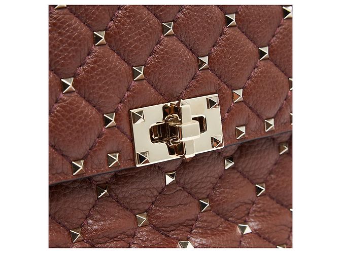 Valentino Garavani Borsa Rockstud Spike Medium - Pelle Marrone Bordeaux - vista 6