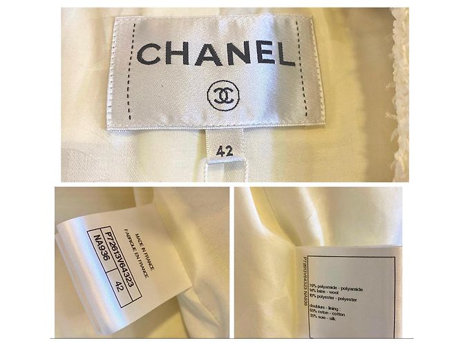 Chanel 22S Runway Tweed Bouclé Mantelkleid Ecru Beige Gold hardware - Ansicht 10