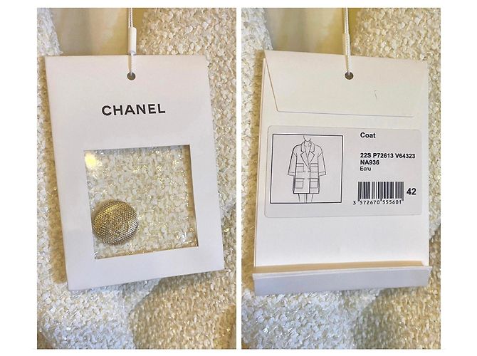 Chanel 22S Runway Tweed Bouclé Mantelkleid Ecru Beige Gold hardware - Ansicht 5