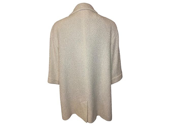 Chanel 22S Runway Tweed Bouclé Mantelkleid Ecru Beige Gold hardware - Ansicht 6