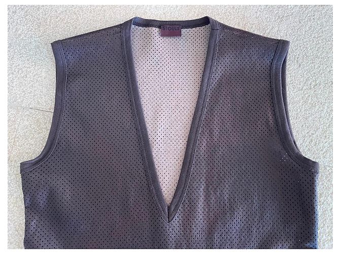 Top tank Stouls de cuero perforado marrón chocolate, T. S Marrón oscuro - vista 4