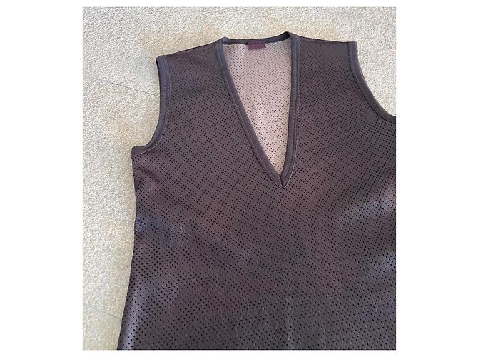 Top tank Stouls de cuero perforado marrón chocolate, T. S Marrón oscuro - vista 7