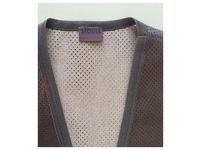 Top tank Stouls de cuero perforado marrón chocolate, T. S Marrón oscuro - vista 8