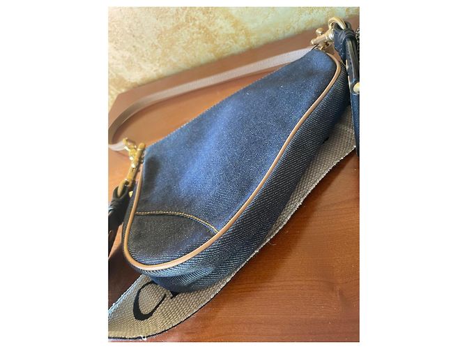 Christian Dior Saddle Tasche Blau Denim Braun - Ansicht 11
