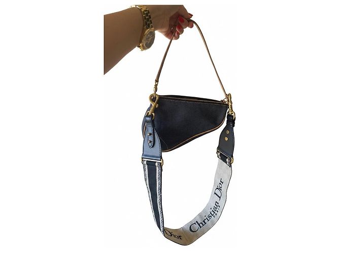 Christian Dior Saddle Tasche Blau Denim Braun - Ansicht 6