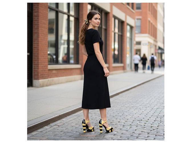 Chanel Runway Décolleté in vernice con cinturino e plateau, 38.5 Nero Giallo - vista 7