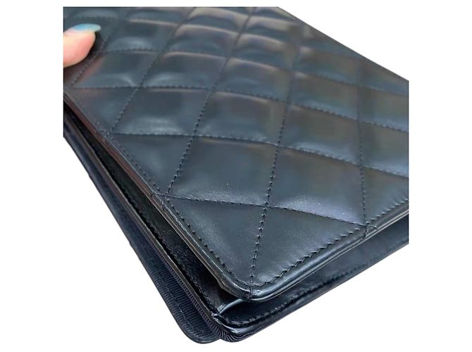 Borsa Chanel Ballerine in pelle di vitello trapuntata nero/beige - vista 9