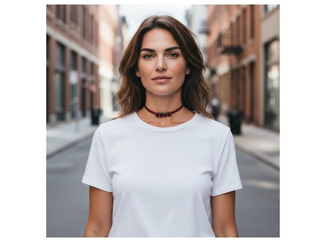 Colar Choker Christian Dior Fita Cristais Vermelhos - vista 2