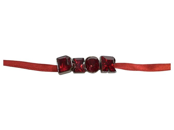 Colar Choker Christian Dior Fita Cristais Vermelhos - vista 4