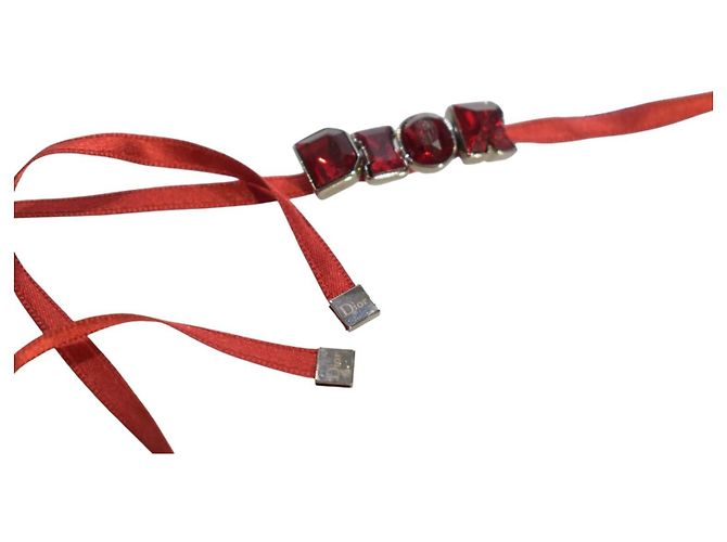 Colar Choker Christian Dior Fita Cristais Vermelhos - vista 5