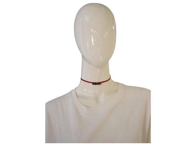 Colar Choker Christian Dior Fita Cristais Vermelhos - vista 7