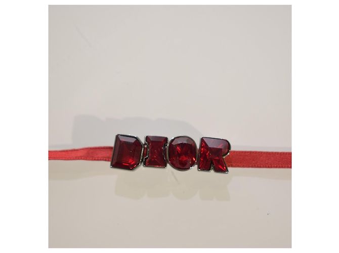 Colar Choker Christian Dior Fita Cristais Vermelhos - vista 8