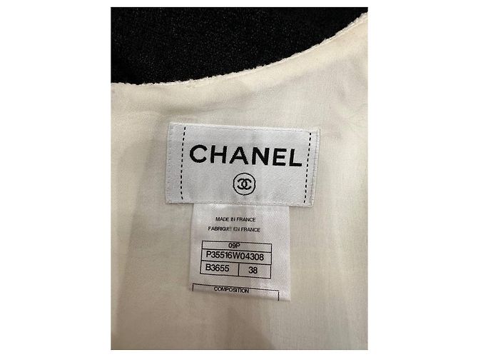 Timeless CHANEL S/S 2009 Schwarz-Weiß Tweed Schleifenkleid sz.38 Gebraucht - Ansicht 3