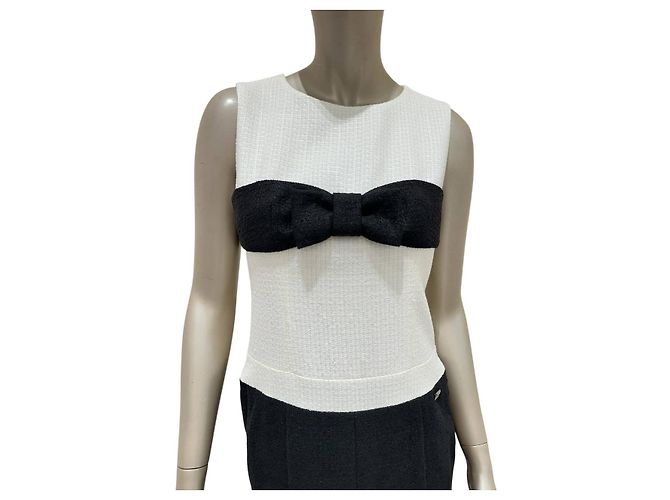 Timeless CHANEL S/S 2009 Schwarz-Weiß Tweed Schleifenkleid sz.38 Gebraucht - Ansicht 5
